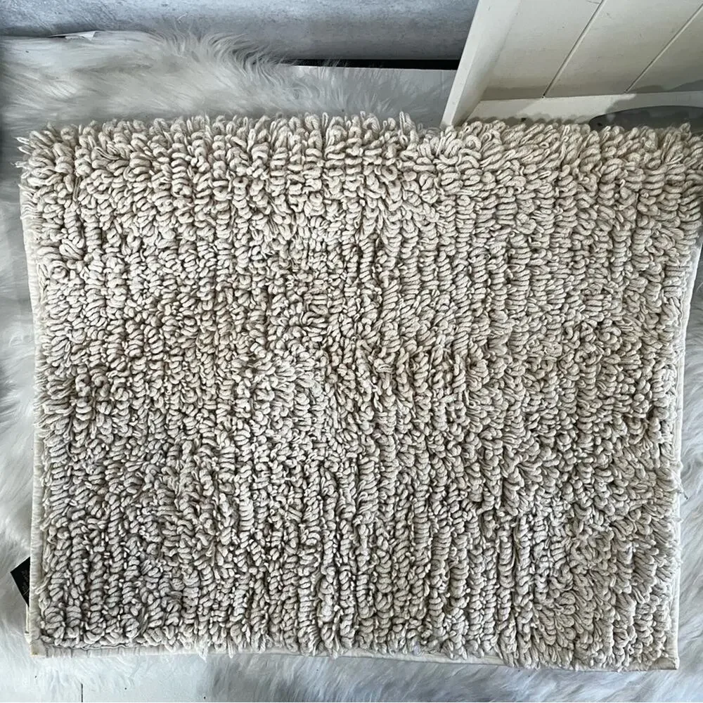 Ralph Lauren Vintage Spun Cotton Loop X-Large Plush Woven Tub Bathmat Cream Nude